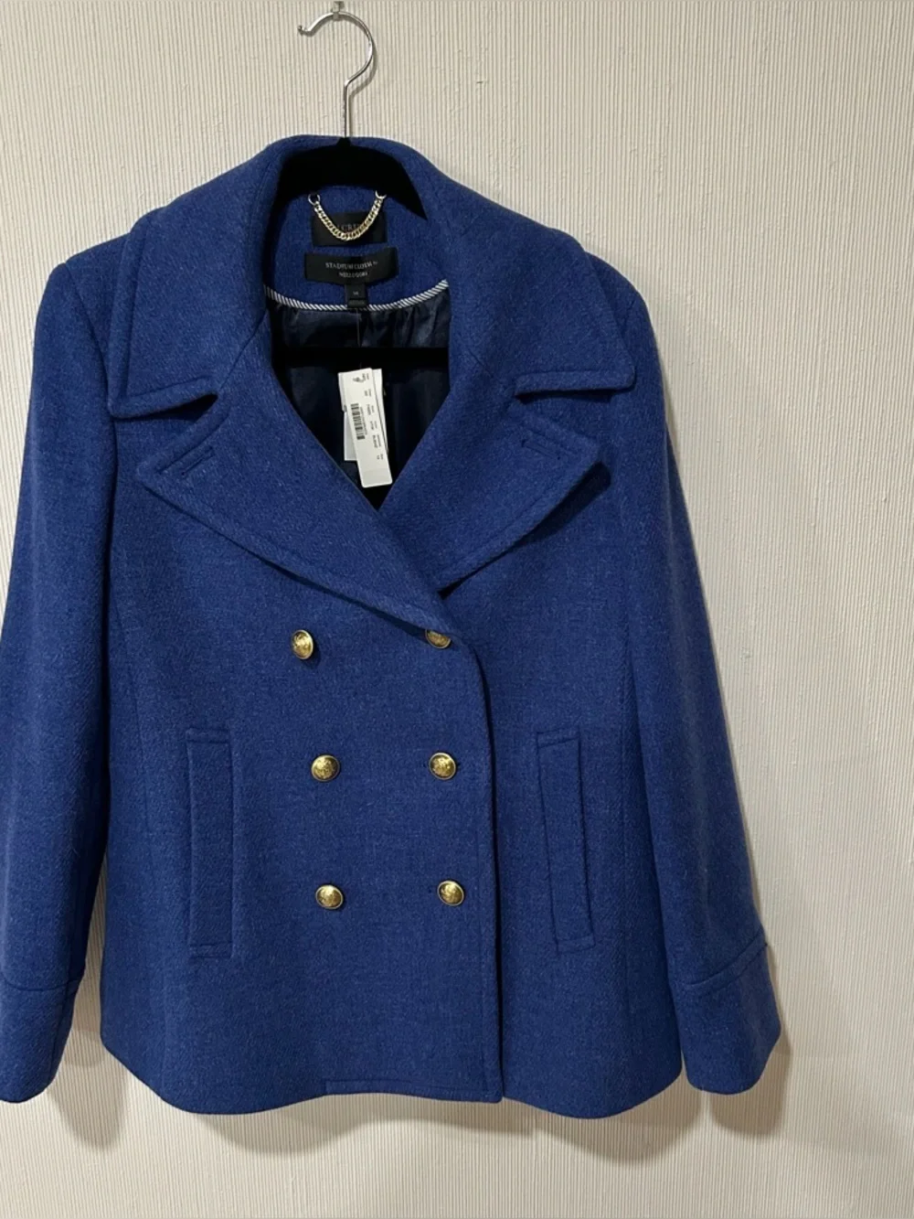 J.Crew women’s double breasted cobalt blue wool peacoat in size 14 nello gori - Picture 1 of 12